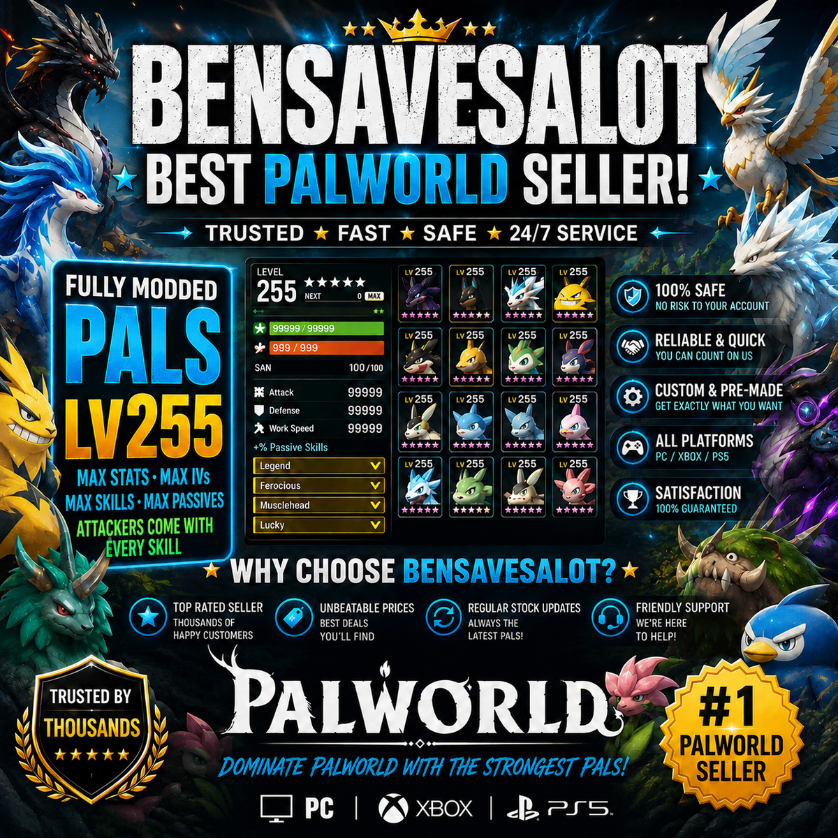 Palworld Fully Modded Pals Lv255 With Max Stats | PC/Xbox/PS5 | eBay