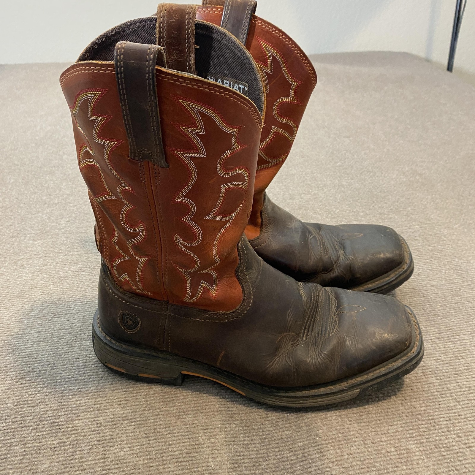 Ariat Work Boots Mens Size 10.5D Brown Western Square Toe Pull On 10005888