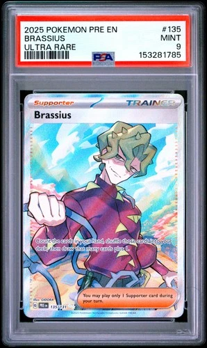 2025 POKEMON PRE EN-PRISMATIC EVOLUTIONS ULTRA RARE #135 BRASSIUS PSA 9