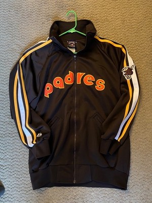 Padres San Diego Baseball Brown Full Zip Track Long Sleeve Jacket Sz XL
