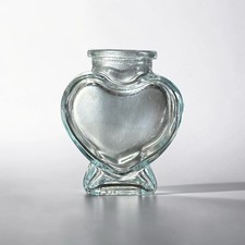 Clear Glass Heart Shaped Bottle Jar Small Bud Vase Romantic Decor 3"