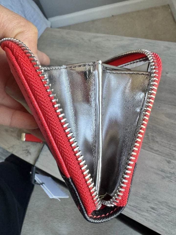 Calvin Klein Monster Face 红色黑色拉链钱包 – 全新带标签 — 第 4/4 张图片