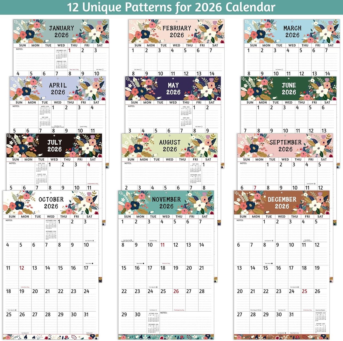 House of Doolittle Recycled Architecture Wall Calendar - Monthly - 12 Month - January 2026 to December 2026 - Sunday, Saturday - 1 Month Single Page Layout - 11 x 14 Sheet