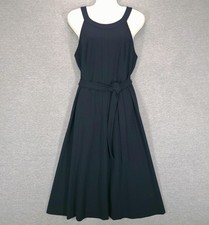 Tommy Hilfiger Dress Womens 12 Navy Halter Fit Flare Belted Stretch Knee Length