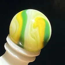 VHTF BIG .74”MINT9.5 HOT UV LEMON-LIME POPEYEADE MARBLE AKRO AGATE URANIUM GLASS