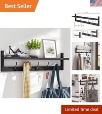 Handcrafted 28.9-Inch Wall Shelf with Hooks - Ideal for Home Organization