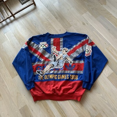 Vintage 80s Adidas London Olympic Games Sweatshirt Crewneck Pullover Men Large