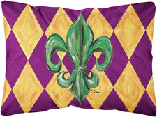 8133PW1216 Mardi Gras Fleur De Lis Purple Green and Gold Canvas Fabric Decorativ