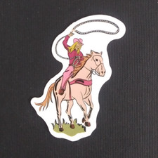 Cowgirl Riding Horse With Lasso Western Cowgirl Sticker 2.18" x 1.5" M 