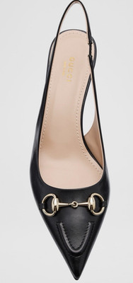 Gucci Erin Leather Horsebit Slingback Pumps Size 40.5 / 10.5