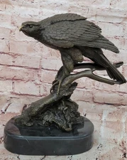 Hot Cast American Eagle Falcon Art Deco Bronze Sculpture Marble Base Artwork Art
