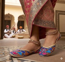 Women Shoes Brown Flip-Flops Indian Handmade Leather Jutties Mojaries US 5.5-7.5