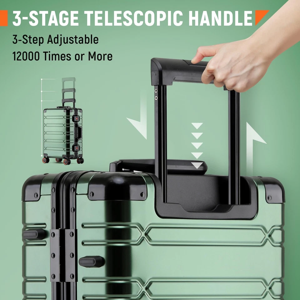 Maletas rígidas para equipaje de mano de aluminio con ruedas giratorias cremallera... Foto 4 de 4