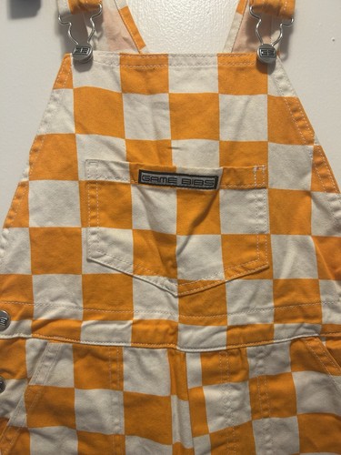 Kids Game Day Bib Overalls Orange & White Checkers Size 5T - Imagen 2 de 15