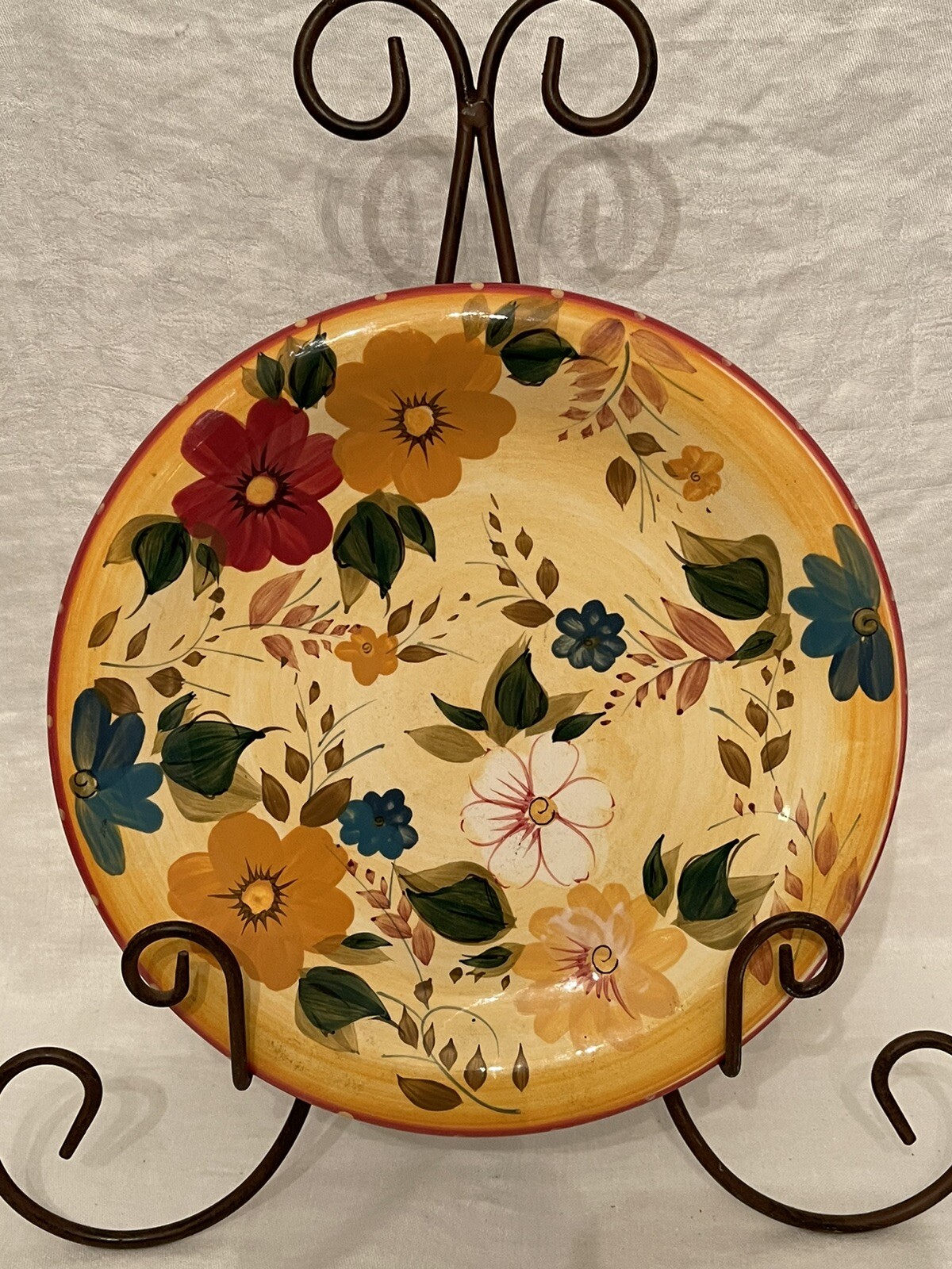 Oneida Kitchen Sunset Bouquet Dinner Plate 10 7/8" Ceramic Hand Painted
