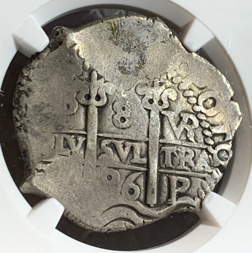 1696 P VR BOLIVIA 8 REALES SILVER COIN NGC XF CLEANED 26.78g