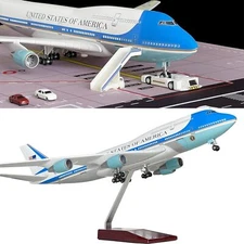 18.5" 1:150 Scale Air Force One Boeing 747 Airplane Model with Voice Cabin Light