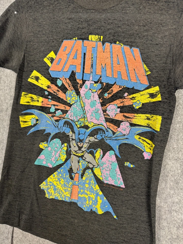 Vintage Batman T Shirt YOUTH Large (14-16) Gray 1988 Graphic Single Stitch Royal - Image 3 of 4