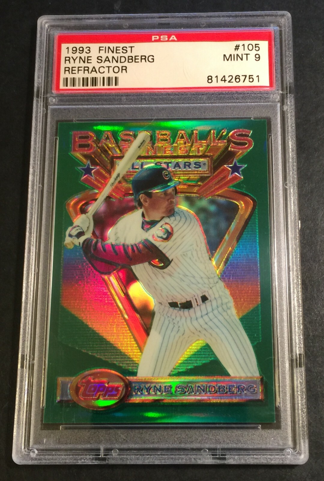1993 93 RYNE SANDBERG TOPPS FINEST REFRACTOR  PSA 9 CUBS HOF (427)