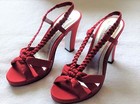 Sassy & Classy RED BRAIDED, Soft Fabric Straps, Block heel, 7M, New — photo 3
