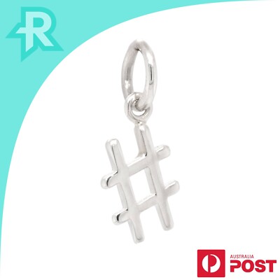Hash Tag Sterling Silver 925 Charm Pendant
