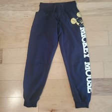 Disney Youth Black Sweatpants Golden Mickey Mouse Size 3-5 CH Inseam 23