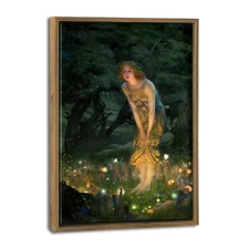 Framed Wall Art Fairy Tale Midsummer Eve with A Girl and Elves by Edward Robert