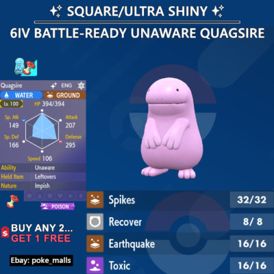   SHINY QUAGSIRE   | 6IV | UNAWARE | BATTLE-READY | Pokemon Scarlet and Violet