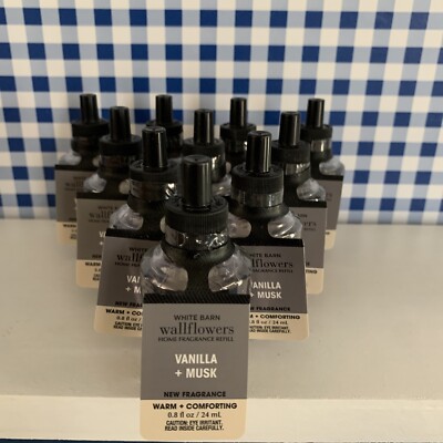 Ten (10) Wallflowers ~ VANILLA + MUSK ~ Bath & Body Works ~ With Essential Oils