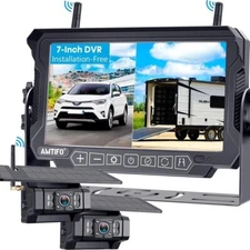 RV Backup Camera Wireless Install-Free 2-Cameras: Magnetic Shockproof with 2 ...