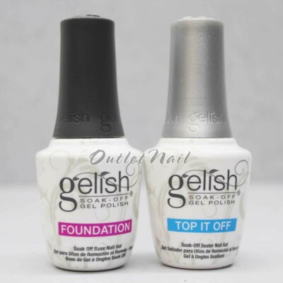NEW BOTTLE Harmony Gelish Soak-off Foundation Base Coat + Top It Off DUO 15mL