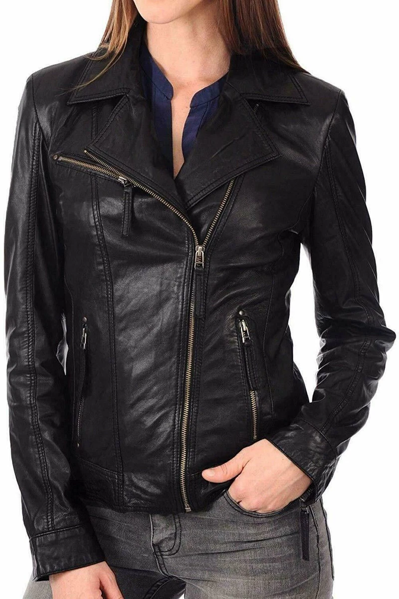 Women's black deals lambskin leather jacket