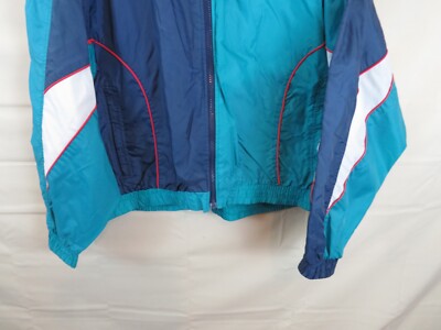 Vintage 1990's Athletics Works blue green white Nylon Coat Jacket