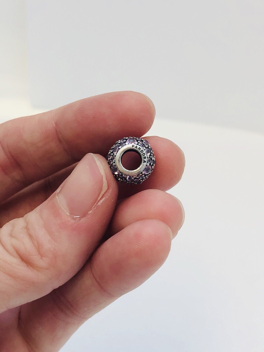 Authentic Pandora Light Pink Pave Lights Sterling Silver Bead Charm  791051PCZ