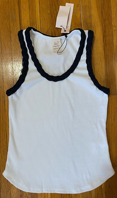 Cinq à Sept White braided tank Top Sleeveless top size M NWT b25