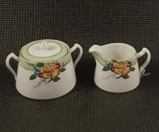 Vintage Cream And Sugar Set, Made In Japan, Hand Painted 