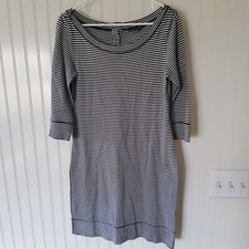 Banana Republic 3/4 Sleeve Navy Striped Scoop Neck Shirt Dress Women's Sz Small