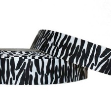 10 Yards Zebra Striped Black White Grosgrain Ribbon 7/8"W