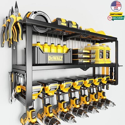 Power Tool Organizer Wall Mount Heavy Duty Large 150Lbs 3 Layers 7 Drill Storage