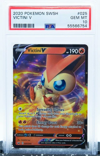 PSA 10 VICTINI V 025/202 Ultra Rare Sword & Shield Base Set 2020 - Pokemon Card