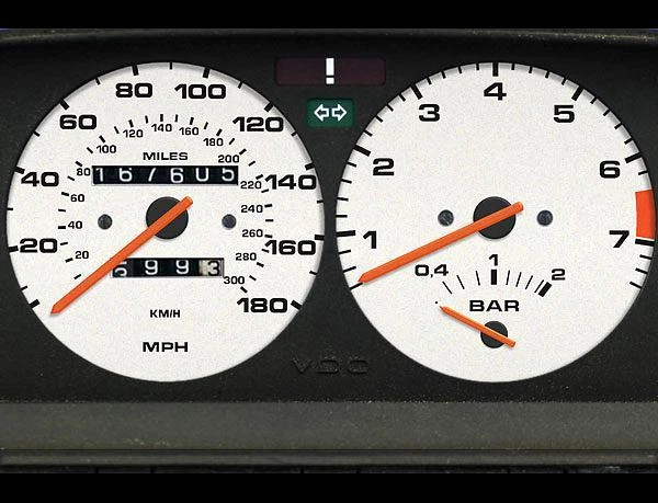 Medidores de cara blancos para Porsche 944 Turbo 1986-1991 Foto 3 de 4