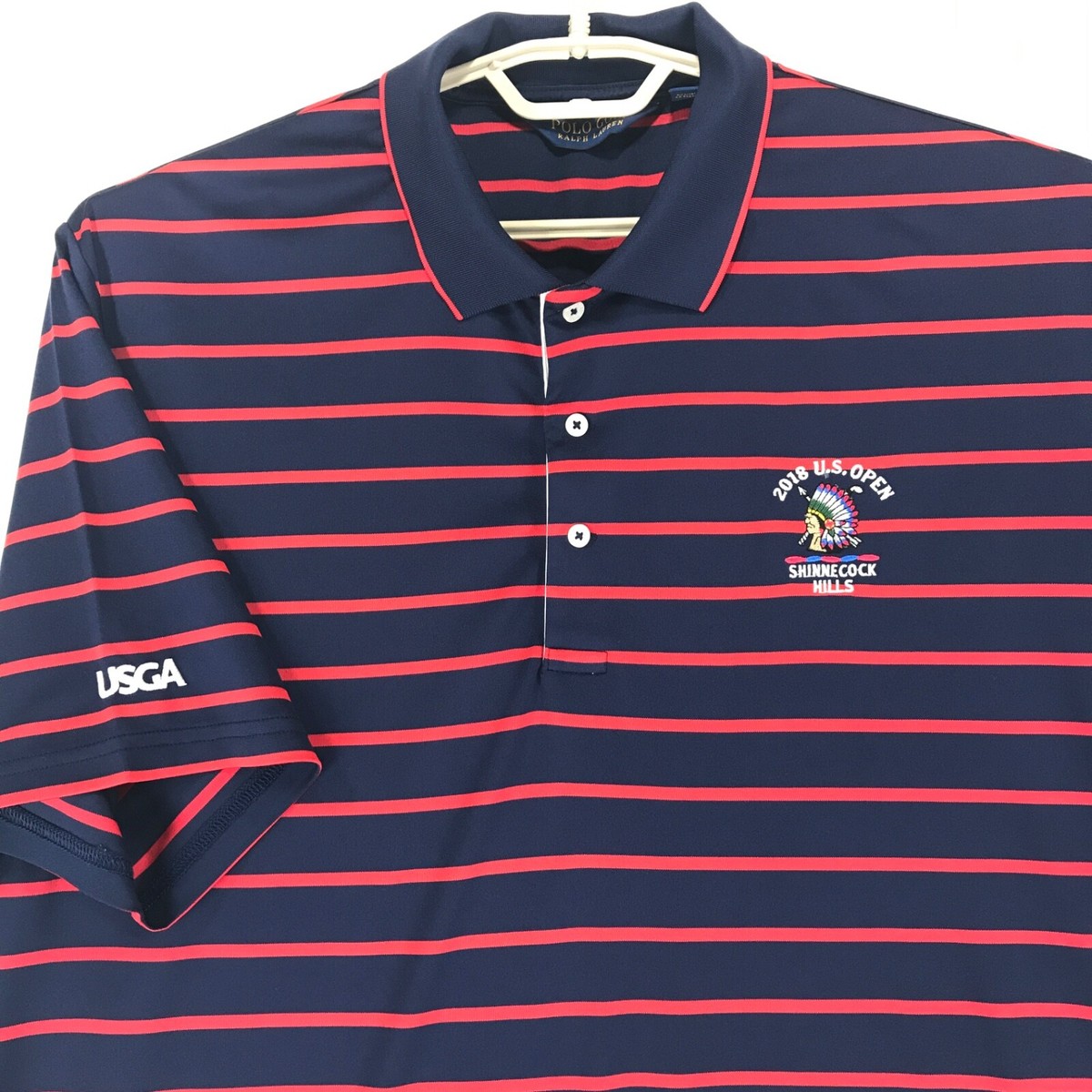 Polo Golf RL 2018 US Open Polo Shirt Men's XL Navy Red Poly