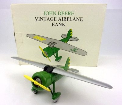 John Deere Airplane Bank JD93 Lockheed Vega 5B 1992 Vintage #35024 Spec Cast