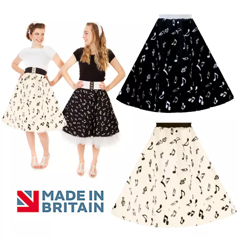 Music Note Skirt Rock n Roll Circle Skirt Grease JIVE dance 50s
