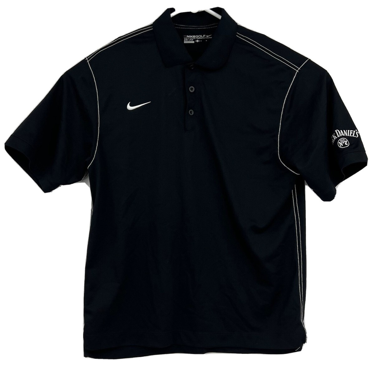 Nike Golf Dri Fit Mens Polo Shirt Jack Daniels Black Solid Sz Medium - Main Image