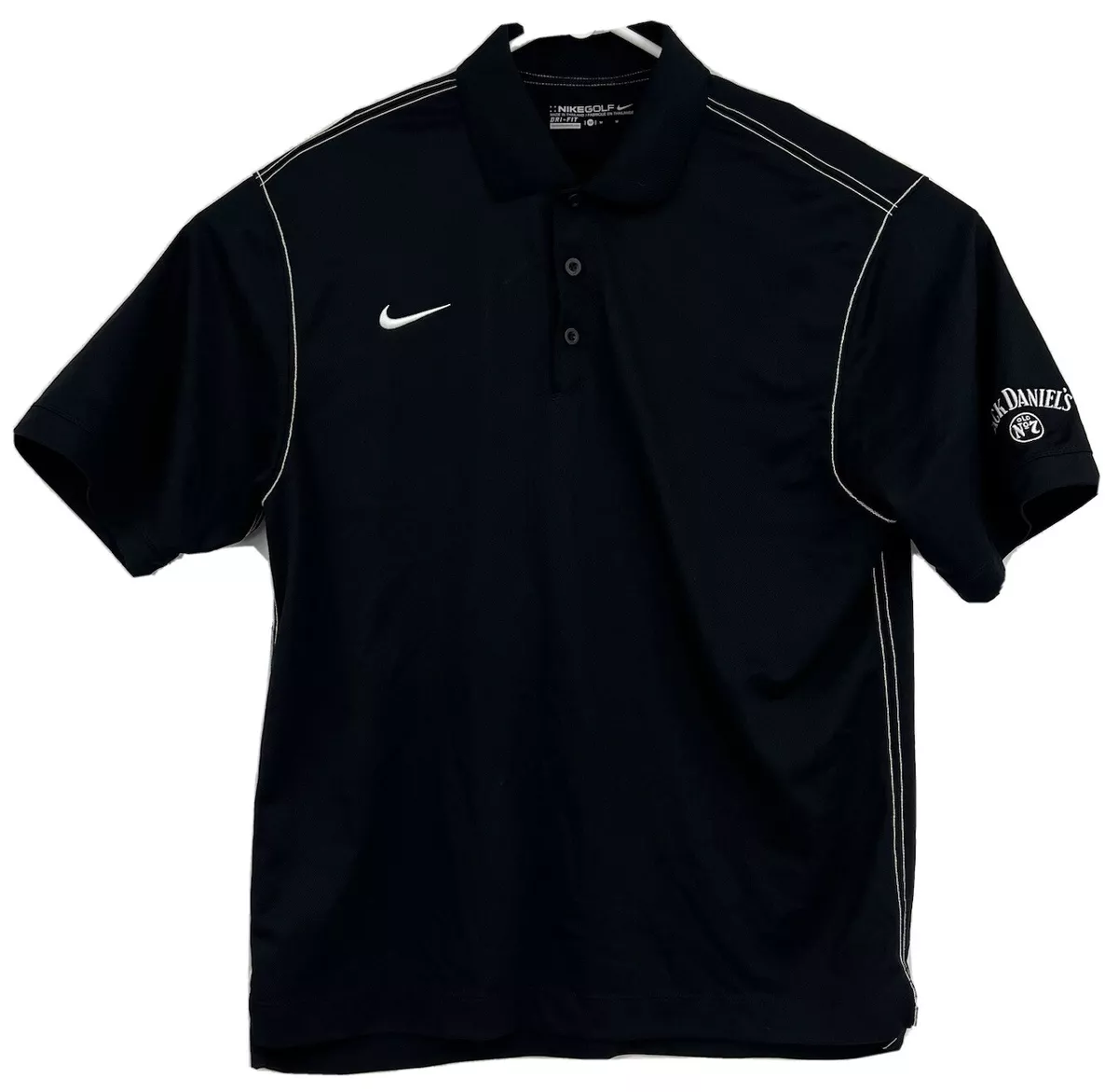 Nike Golf Dri Fit Mens Polo Shirt Jack Daniels Black Solid Sz
