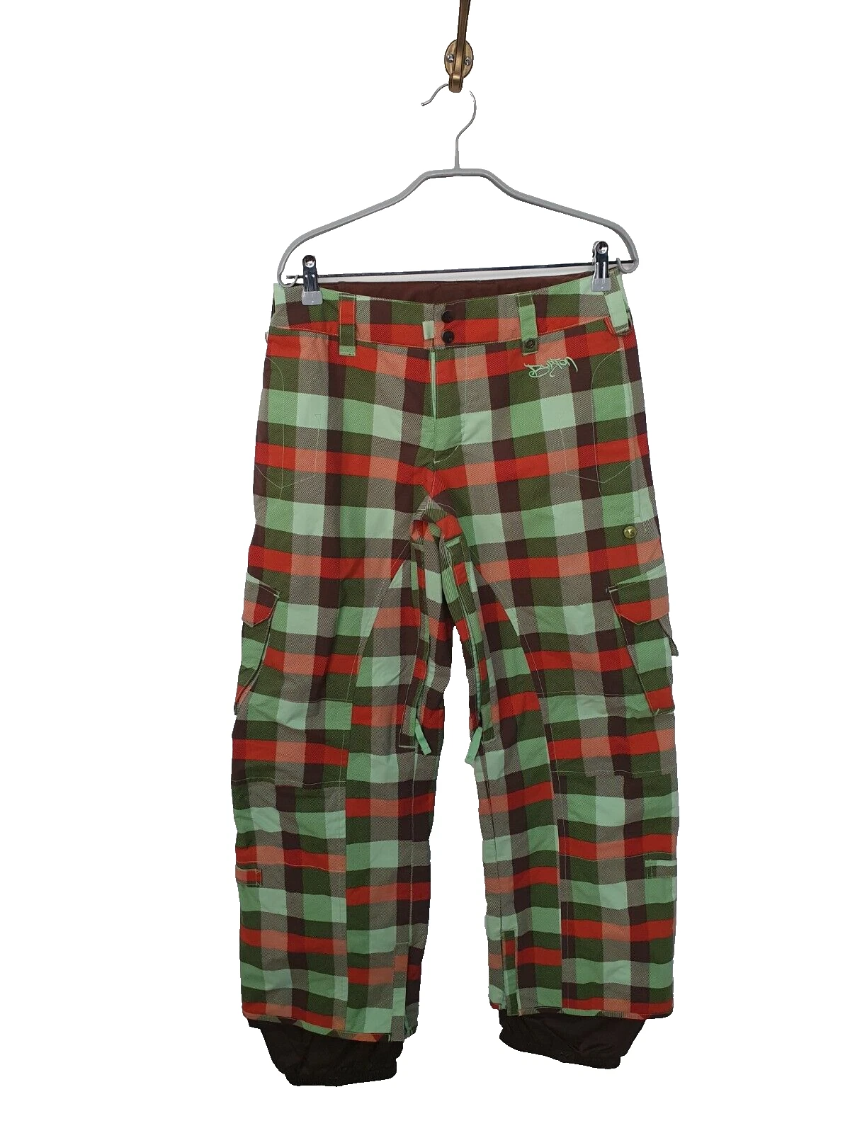 Burton Snow Cargo Pants Green Plaid Winter Ski Snowboard Women Size: S