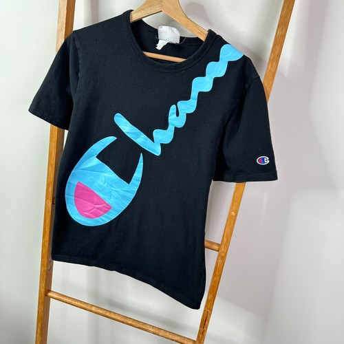 Champion Short Womens Small Black Blue Logo Graphic Double Sided Sportswear - Picture 3 of 9