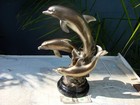 LG Bronze Dolphin Sculpture w'Black Marble Base-18 Photos-TALENTED ARTIST — photo 3