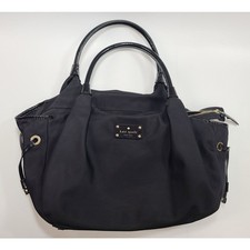 Kate Spade New York Black Nylon Stevie Baby Bag Diaper Bag Polka Dot Authentic